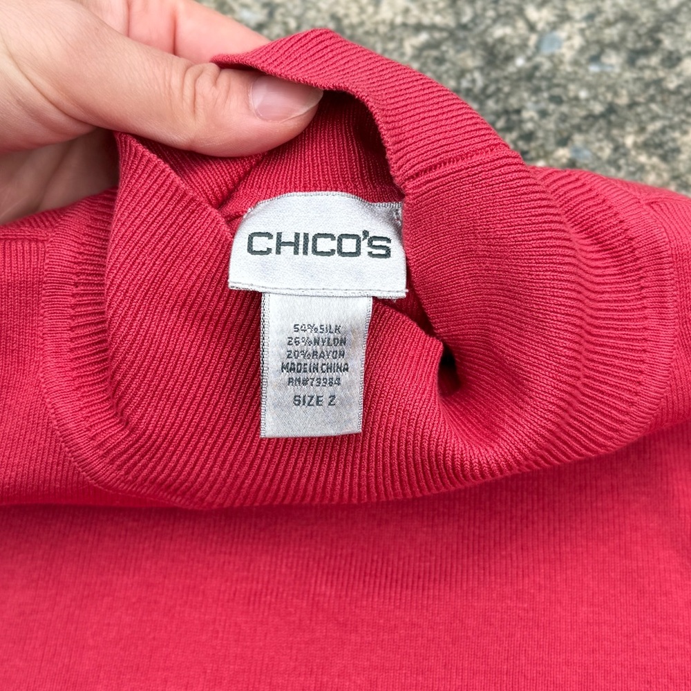 Chico's Vibrant Coral Red Sleeveless Silk Tank Top size L - Picture 2 of 6